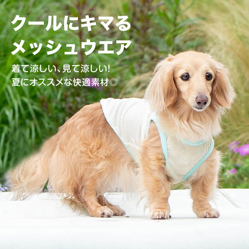 簡約LOGO印花網布坦克背心(臘腸狗・小型犬用)