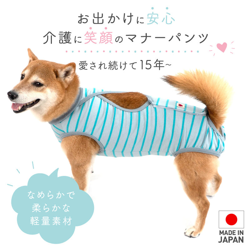 條紋天竺棉介護服(介護服マナーガード®)(男女兼用/中型犬用)