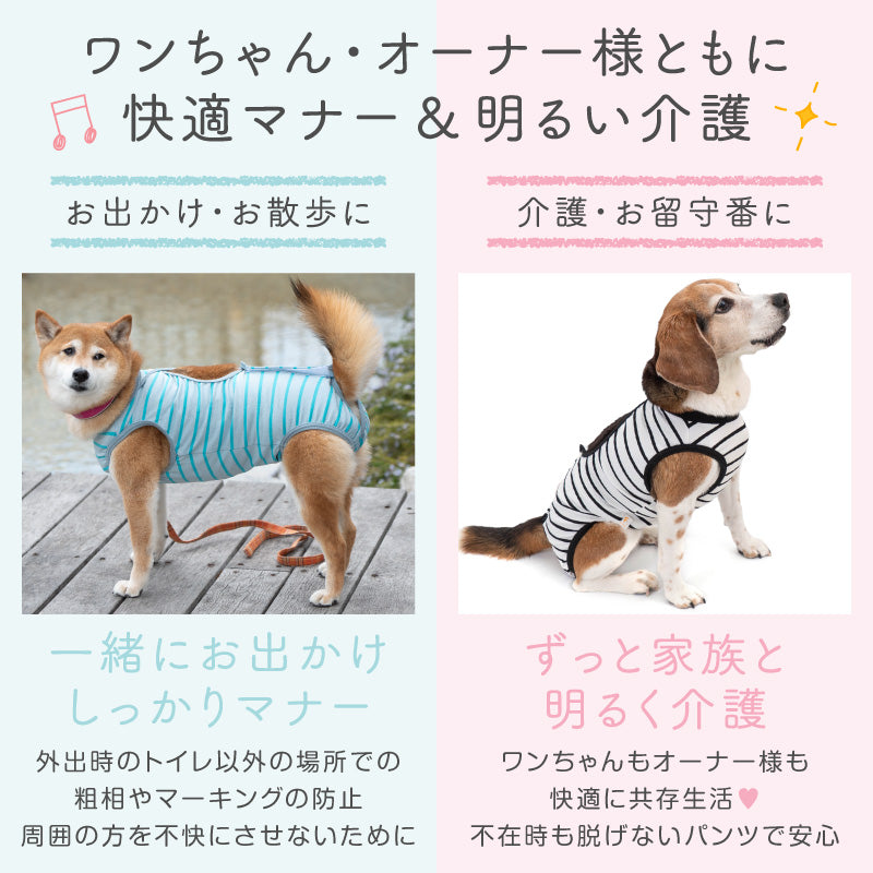條紋天竺棉介護服(介護服マナーガード®)(男女兼用/中型犬用)