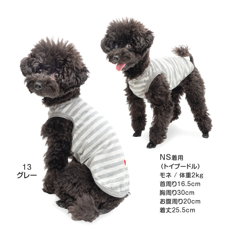 接觸涼感TENCEL MODAL纖維條紋天竺棉坦克背心(臘腸狗・小型犬用)