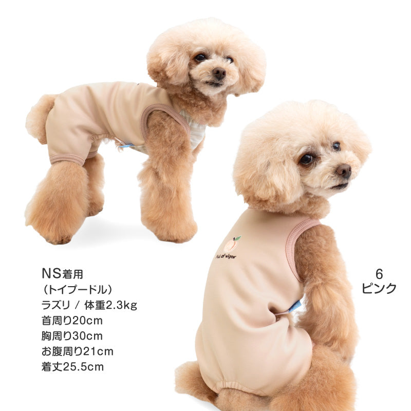 接觸涼感針織雙面布條紋無袖連身衣(臘腸狗・小型犬用)