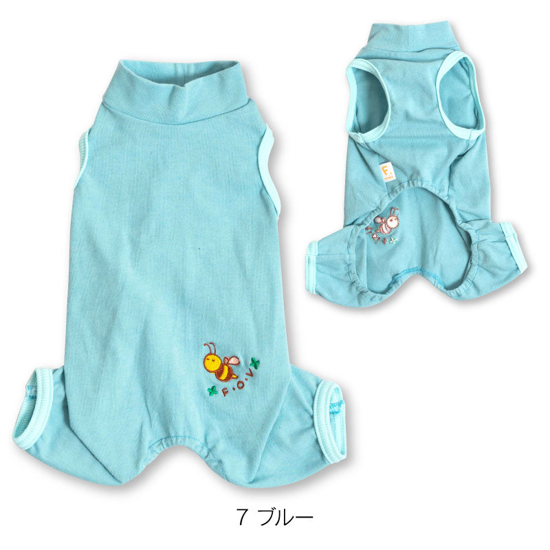 小蜜蜂刺繡簡約彈性棉居家服 (臘腸狗・小型犬)