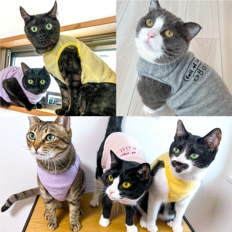 貓用小動物刺繡空氣刷毛坦克背心