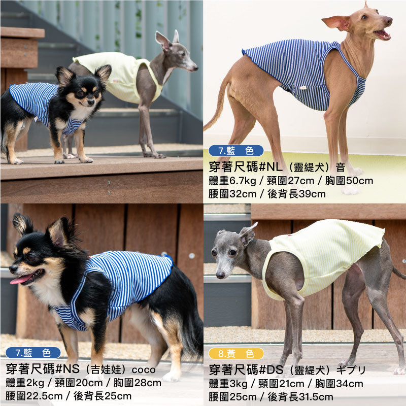 【2022年春夏新款】羅紋針織條紋吊帶背心(臘腸狗・小型犬用)