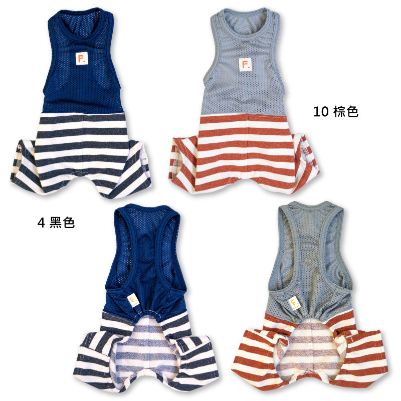 附網布內搭衣彈性內磨毛條紋褲(臘腸狗・小型犬用)