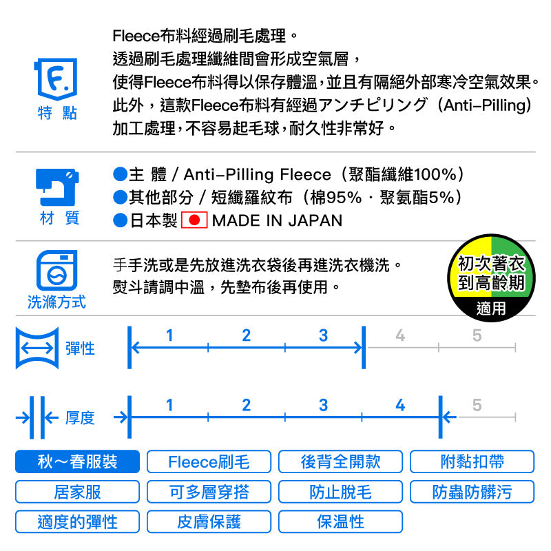 可調整尺寸款Fleece刷毛睡衣(臘腸狗・小型犬)