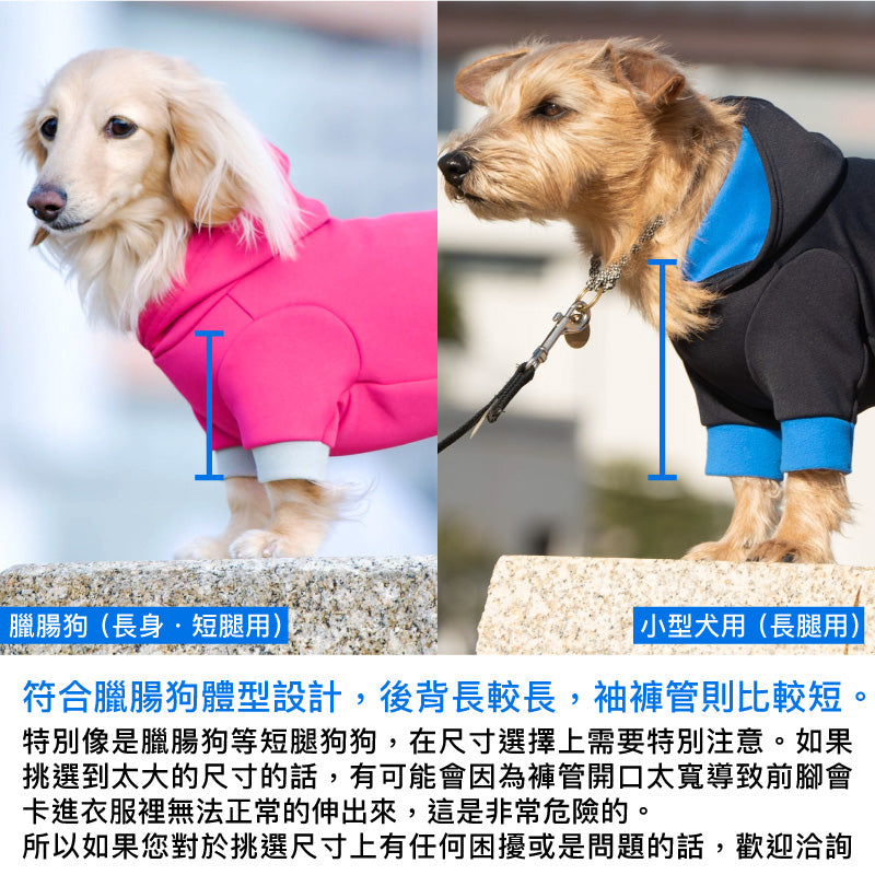 附袋鼠口袋款內刷毛連帽衣(臘腸狗・小型犬用)
