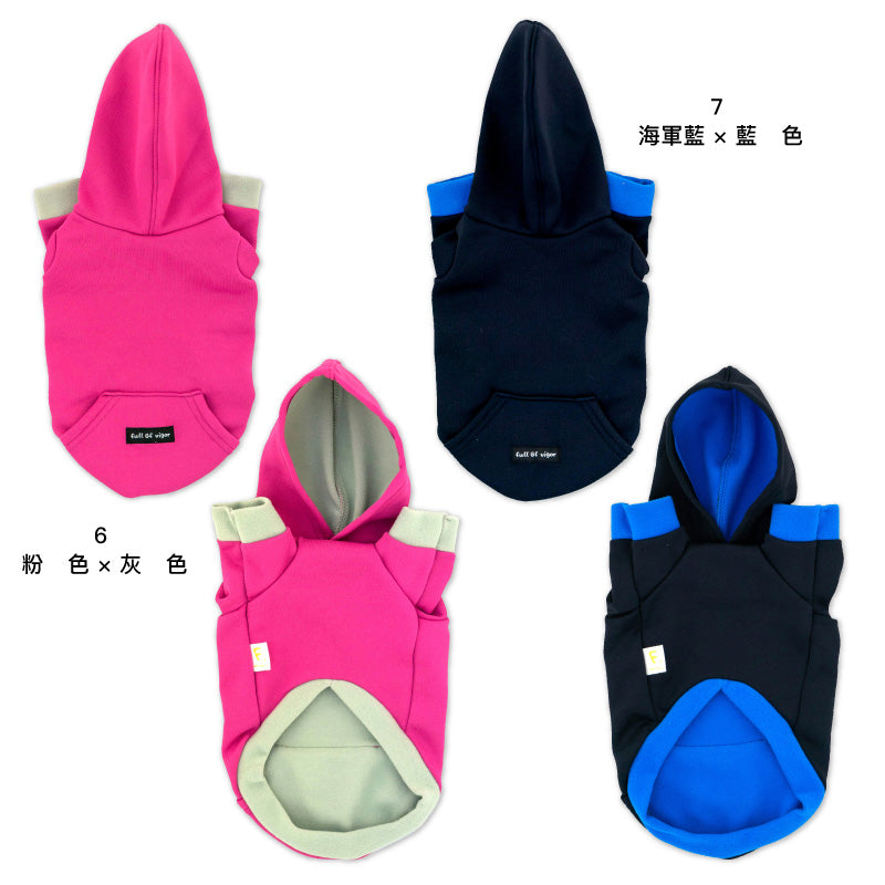 附袋鼠口袋款內刷毛連帽衣(臘腸狗・小型犬用)