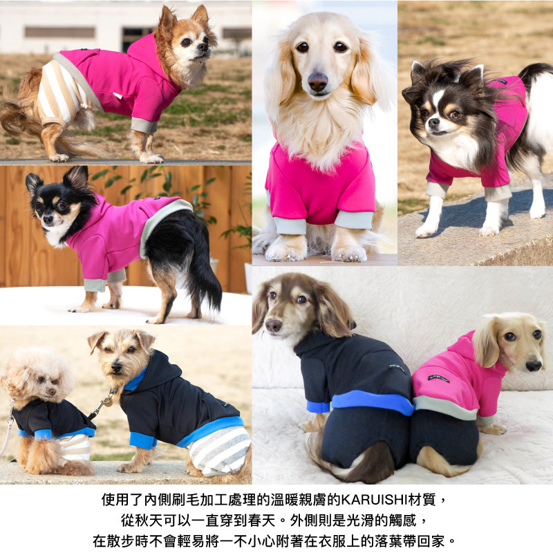 附袋鼠口袋款內刷毛連帽衣(臘腸狗・小型犬用)