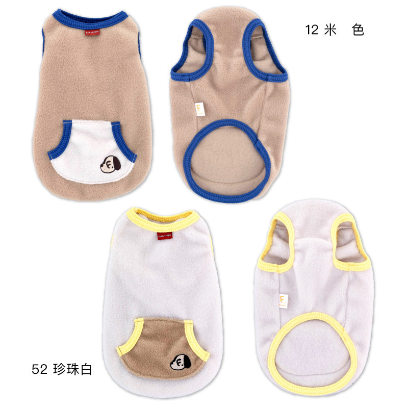 【2023年秋冬新款】附袋鼠口袋fleece刷毛坦克背心(臘腸狗・小型犬用)