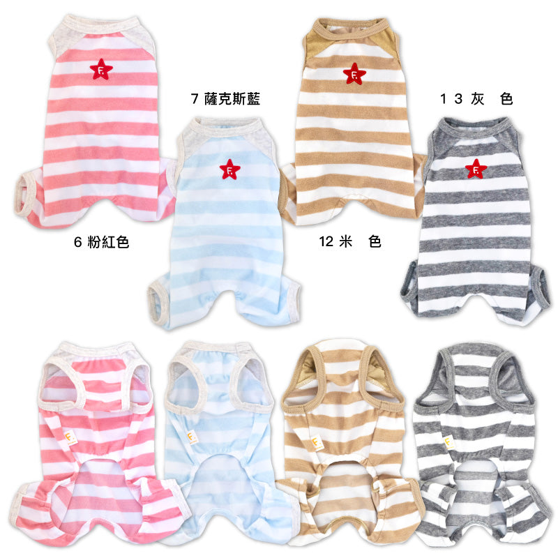 條紋毛圈布無袖連身衣(臘腸狗・小型犬用) 【恕無法退貨】