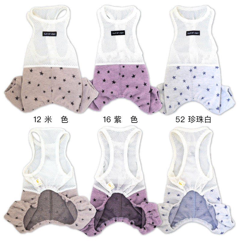 附網布內搭衣款溫暖星星圖案褲(臘腸狗・小型犬用)