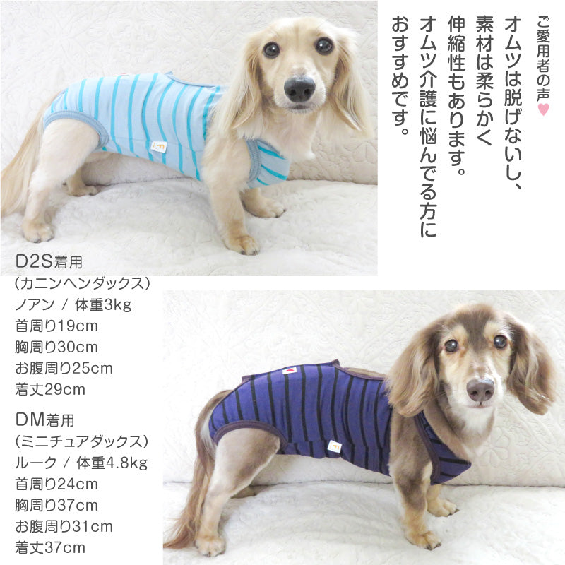 條紋天竺棉介護服(介護服マナーガード®)(臘腸狗・小型犬用)