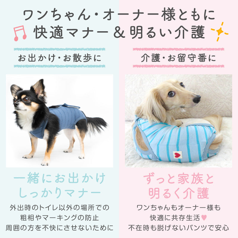 條紋天竺棉介護服(介護服マナーガード®)(臘腸狗・小型犬用)