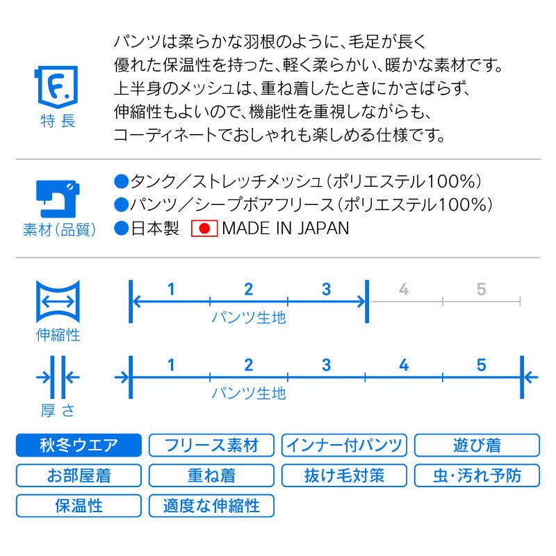 【20%OFF優惠對象】【10/17 0時~10/19 23時59分為止】附網布內搭衣蓬鬆毛茸絨毛熊尾巴褲(臘腸狗・小型犬用)
