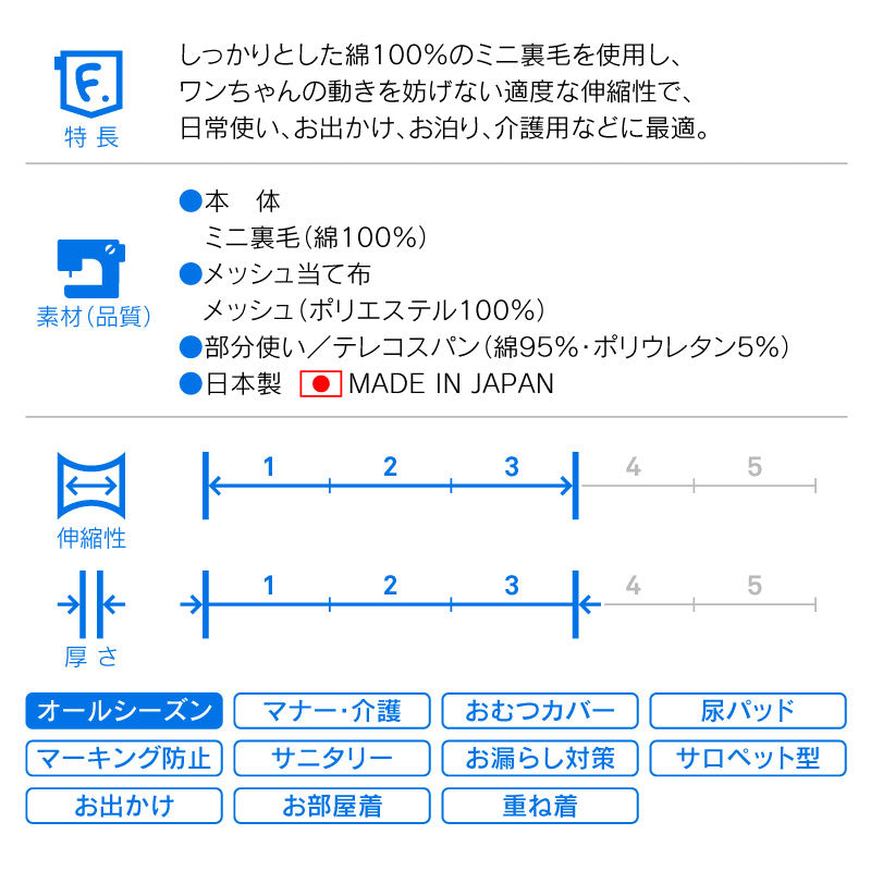 簡約工作服款保潔介護服(介護服マナーガード®)(男女兼用/臘腸狗・小型犬用)