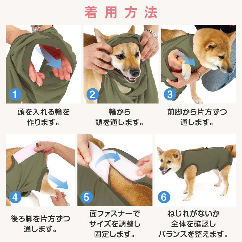 F.天竺棉術後服（術後服エリザベスウエア®）（男用／中型犬用／彈性材質）