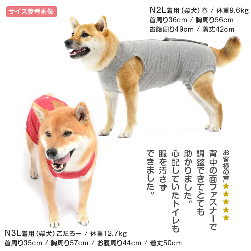 F.天竺棉術後服（術後服エリザベスウエア®）（男用／中型犬用／彈性材質）