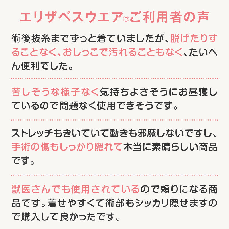 F.天竺棉術後服（術後服エリザベスウエア®）（男用／中型犬用／彈性材質）