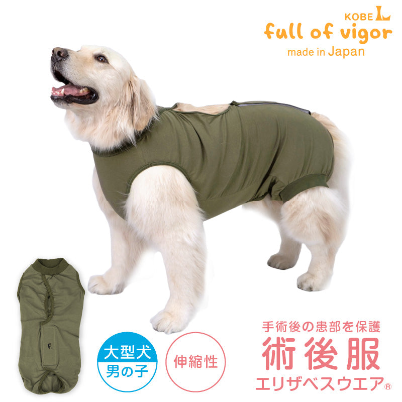 F.天竺棉術後服（術後服エリザベスウエア®）（男用／大型犬用／彈性材質）
