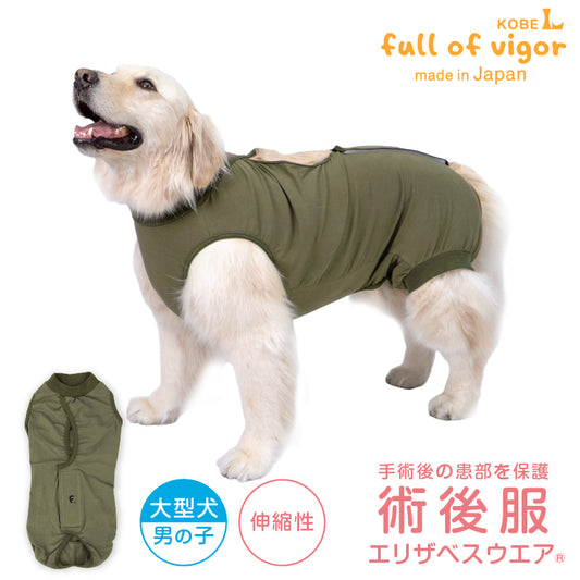 F.天竺棉術後服（術後服エリザベスウエア®）（男用／大型犬用／彈性材質）