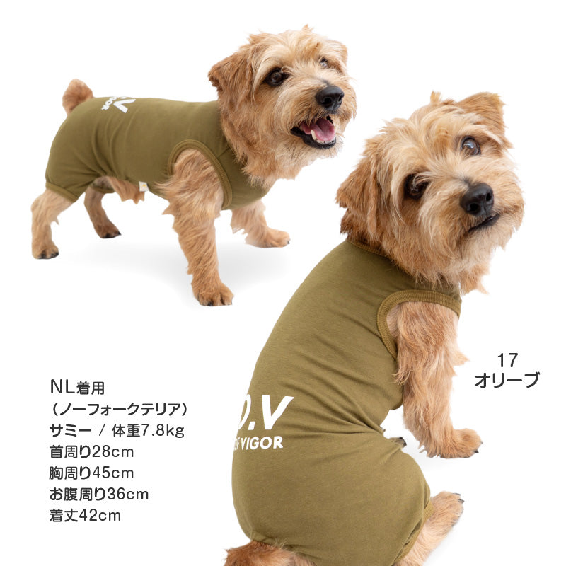 簡約天竺棉無袖連身衣（臘腸狗・小型犬用）