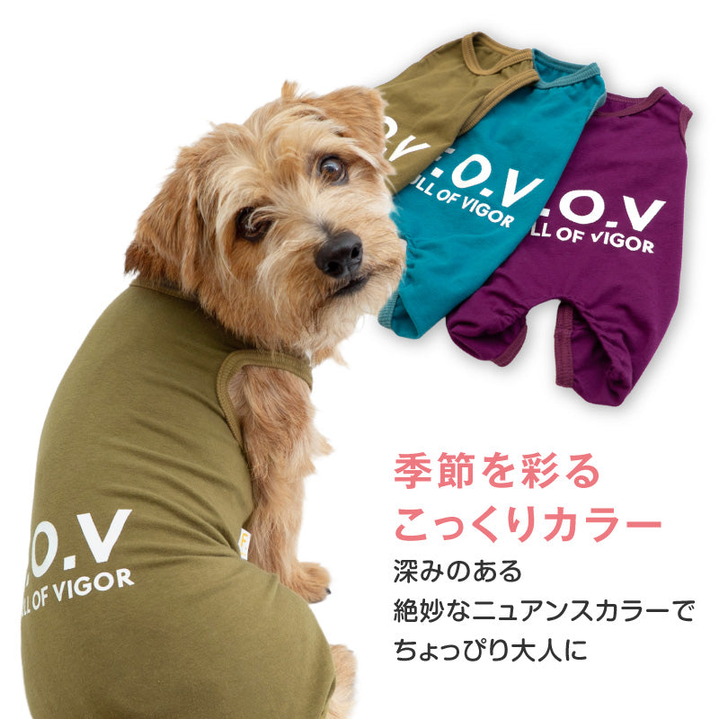 簡約天竺棉無袖連身衣（臘腸狗・小型犬用）