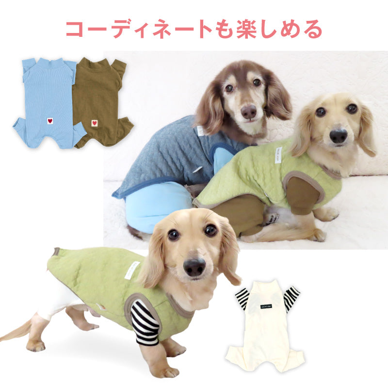 有機鋪棉壓紋睡衣（臘腸狗・小型犬用）