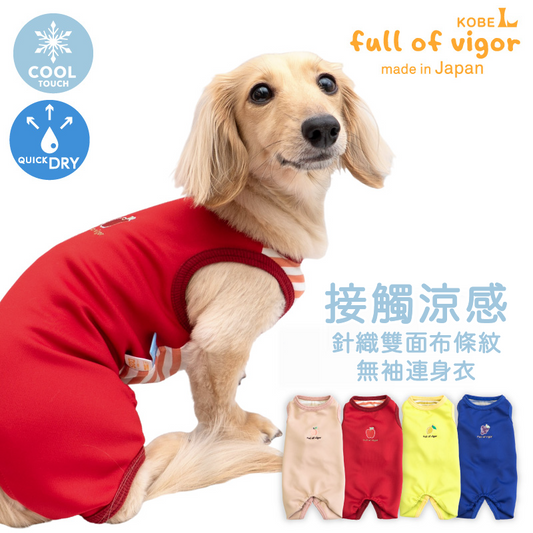 接觸涼感針織雙面布條紋無袖連身衣(臘腸狗・小型犬用)