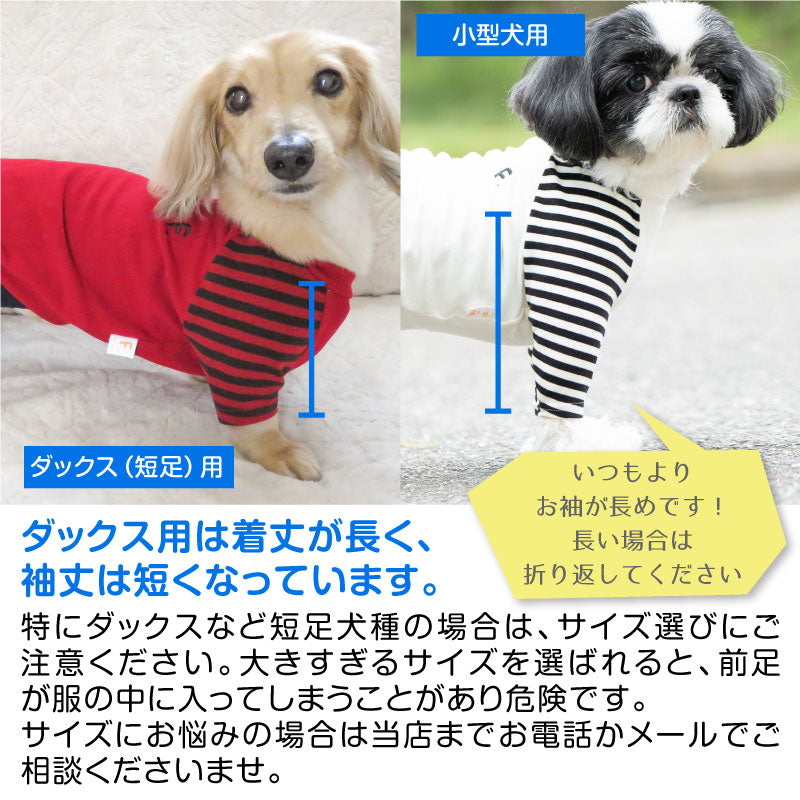 保暖條紋長袖T恤(臘腸狗・小型犬用)