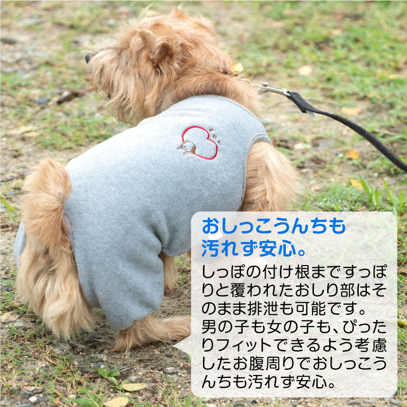 【2020年秋冬新款】愛心狗狗刺繡Fleece刷毛連身衣 (臘腸狗・小型犬）