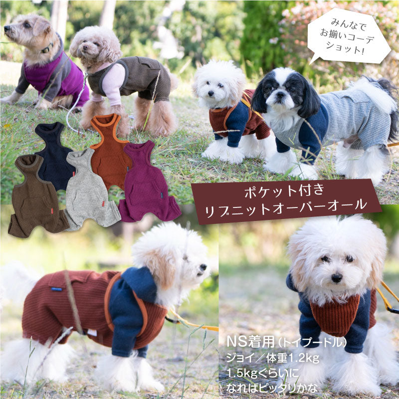 【2020年秋冬新款】小口袋羅紋針織工作服(臘腸狗・小型犬）