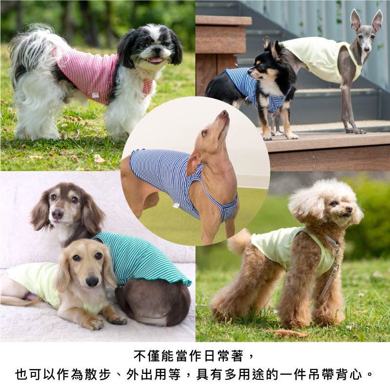 【2022年春夏新款】羅紋針織條紋吊帶背心(臘腸狗・小型犬用)