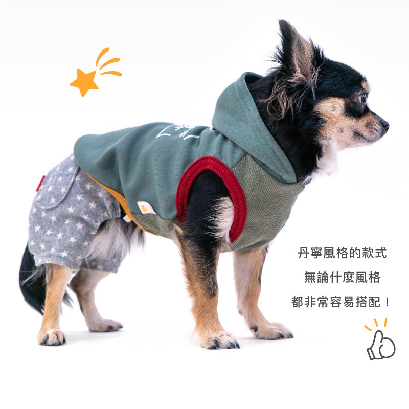【2023年冬季新款】附網布內搭衣款溫暖星星圖案丹寧褲（臘腸狗・小型犬用）